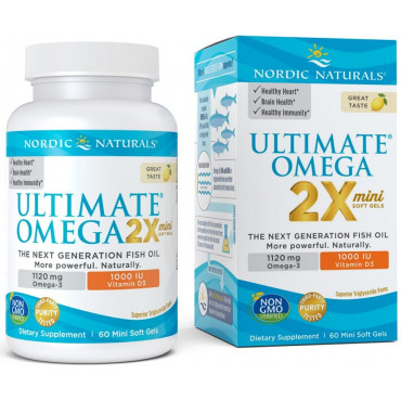 Ultimate Omega 2X Mini with Vitamin D3, 1120mg Lemon - 60 mini softgels