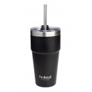 Bohtal Double Insulated Travel Mug with Straw, Black - 600ml.